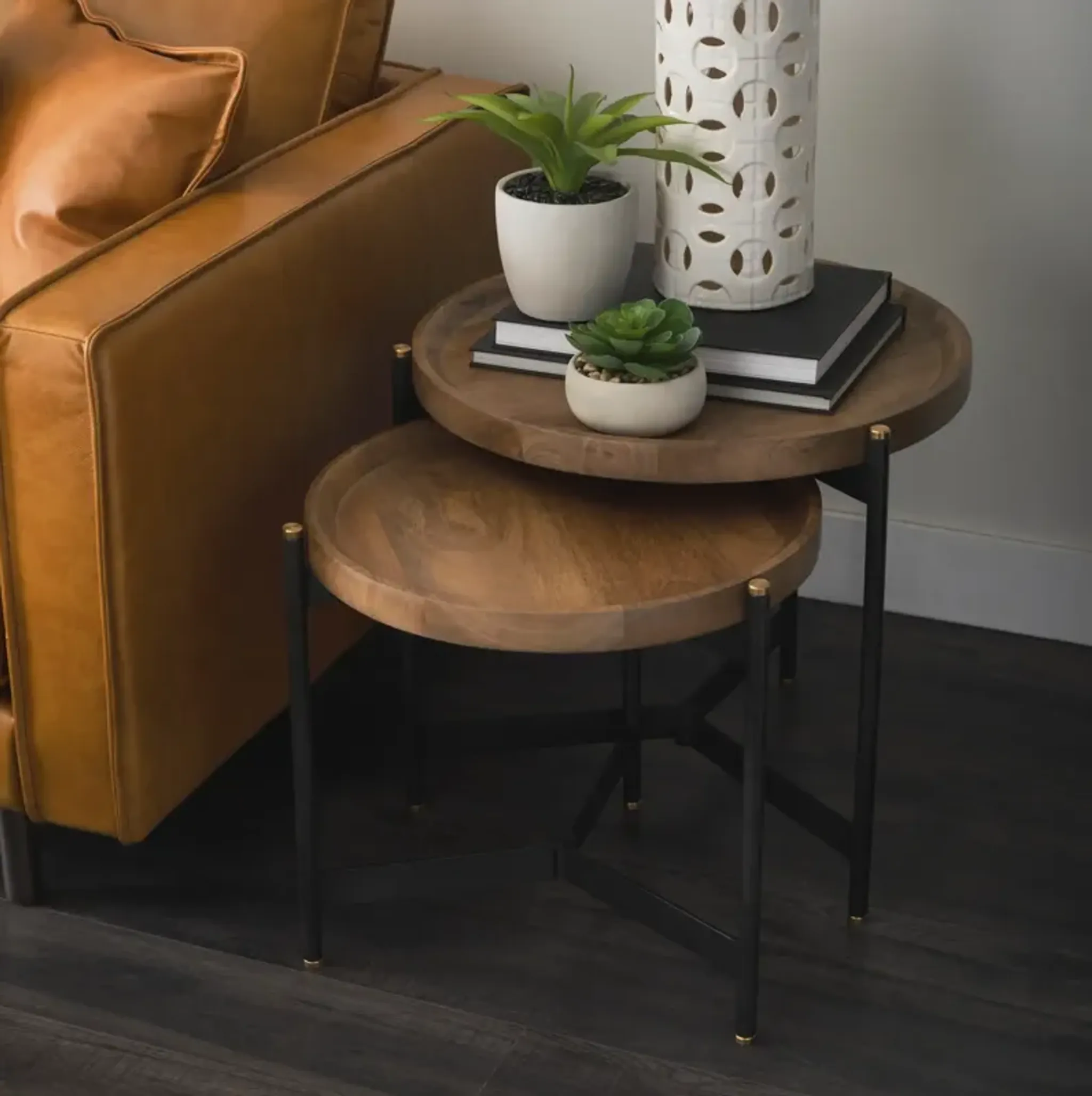 Marquisa Light Brown Wood Nesting Side Tables Rc Willey | Furniture.com
