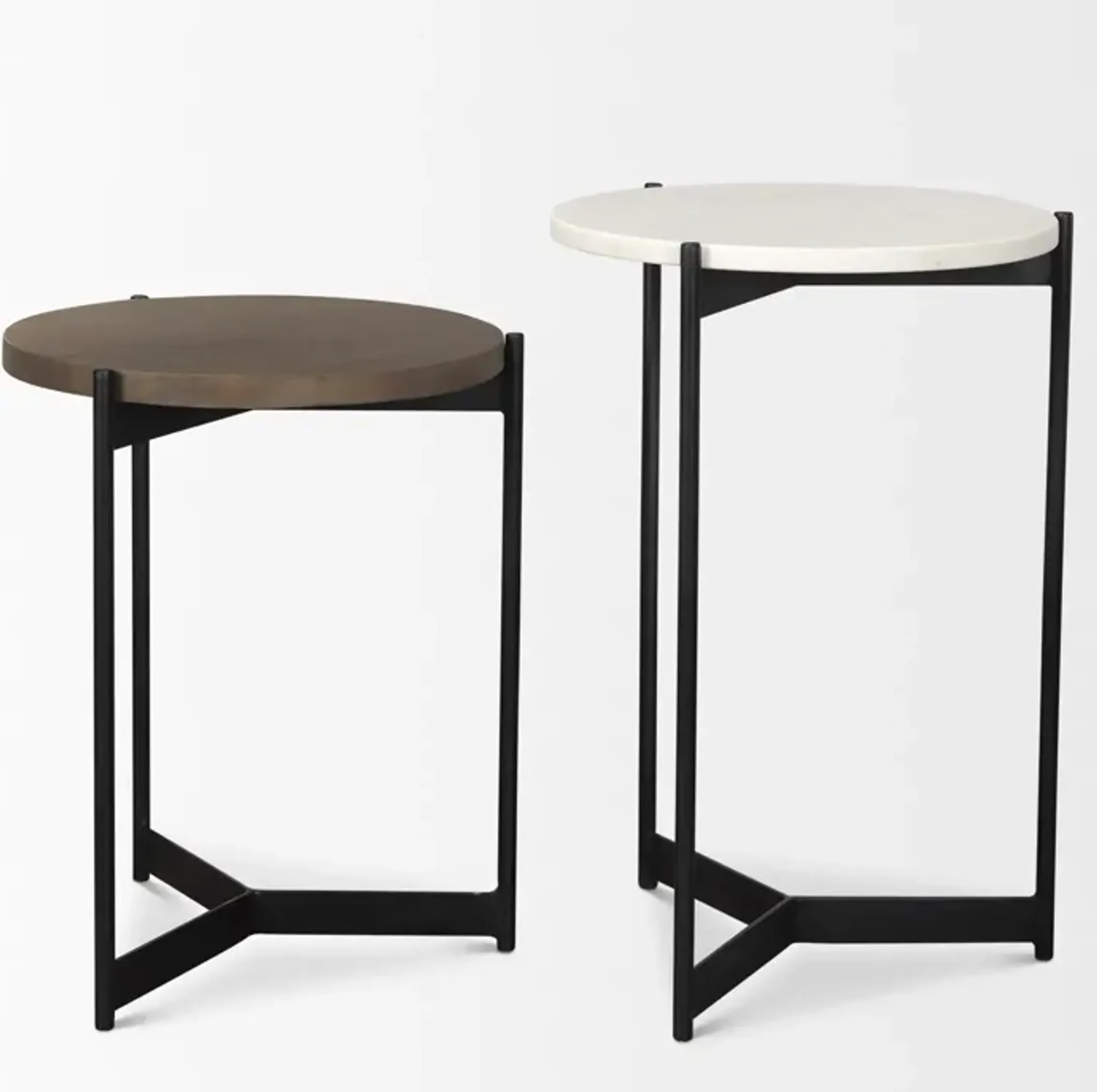 Larkin White Marble And Dark Brown Wood Nesting Tables Rc Willey ...