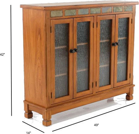 Sedona Rustic Oak Bookcase with Slate Inlays