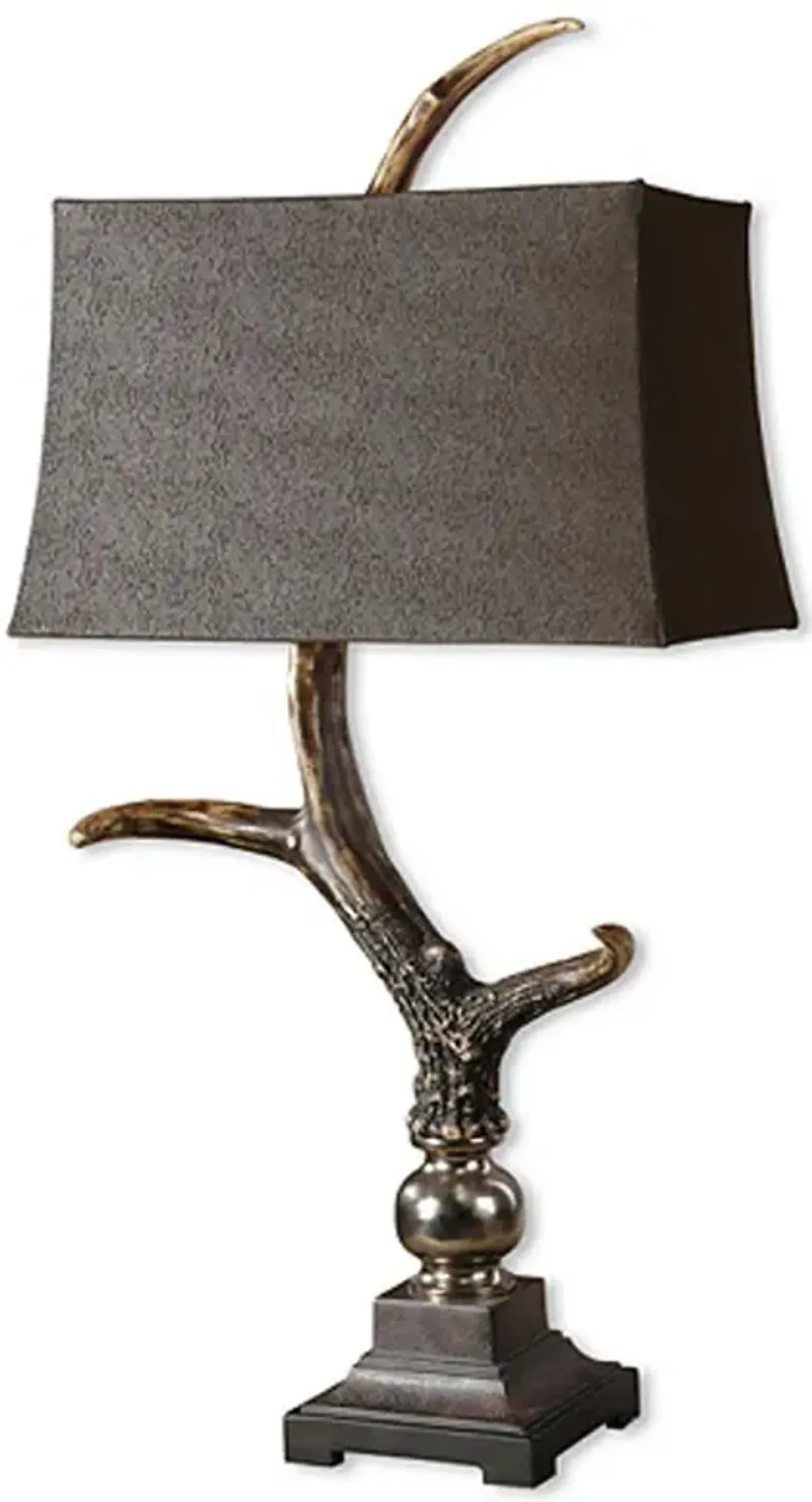 Bone Ivory Antler Buffet Lamp with Crackled Wood Tone Base