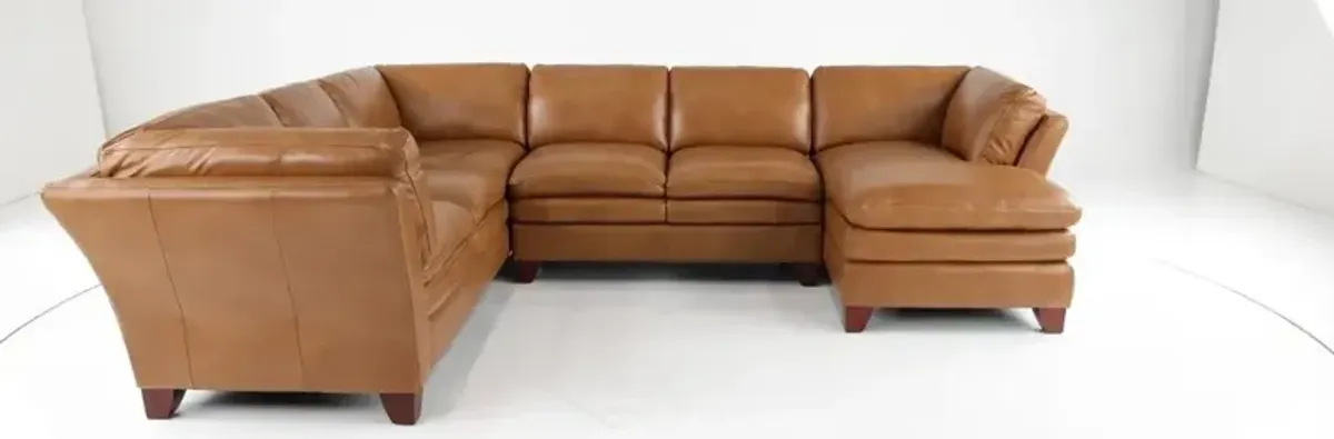 Sierra Camel Brown Leather 3-Piece Sectional