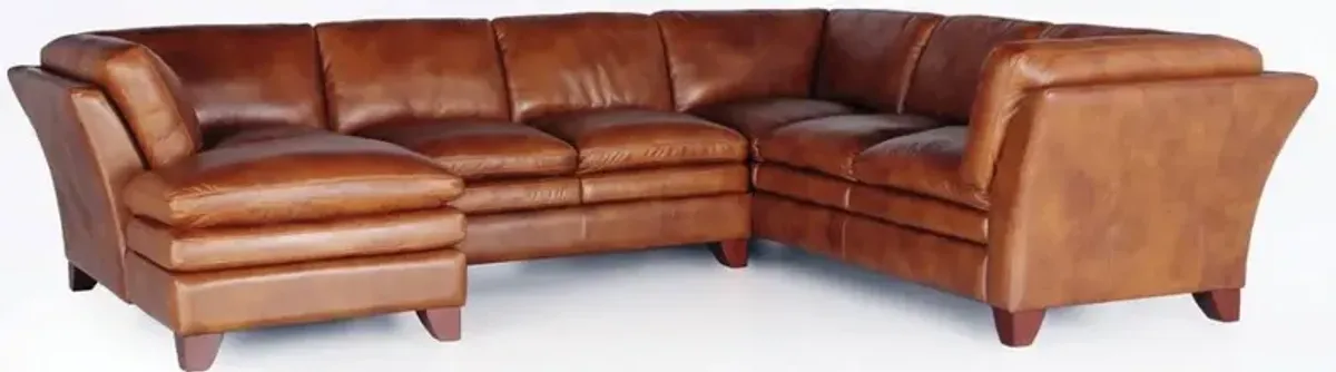 Sierra Camel Brown Leather 3-Piece Sectional