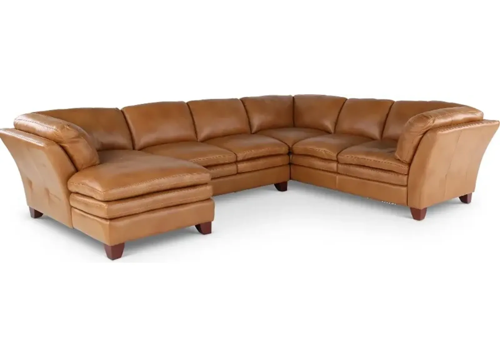 Sierra Camel Brown Leather 3-Piece Sectional