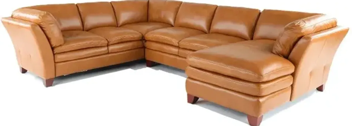 Sierra Camel Brown Leather 3 Piece Sectional