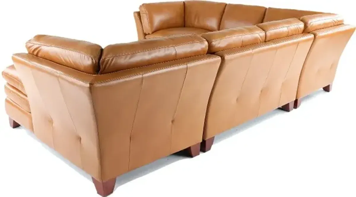 Sierra Camel Brown Leather 3 Piece Sectional