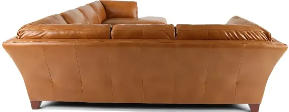 Sierra Camel Brown Leather 3 Piece Sectional