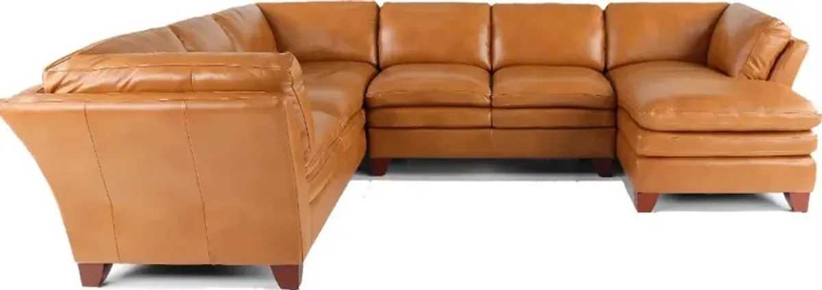 Sierra Camel Brown Leather 3 Piece Sectional