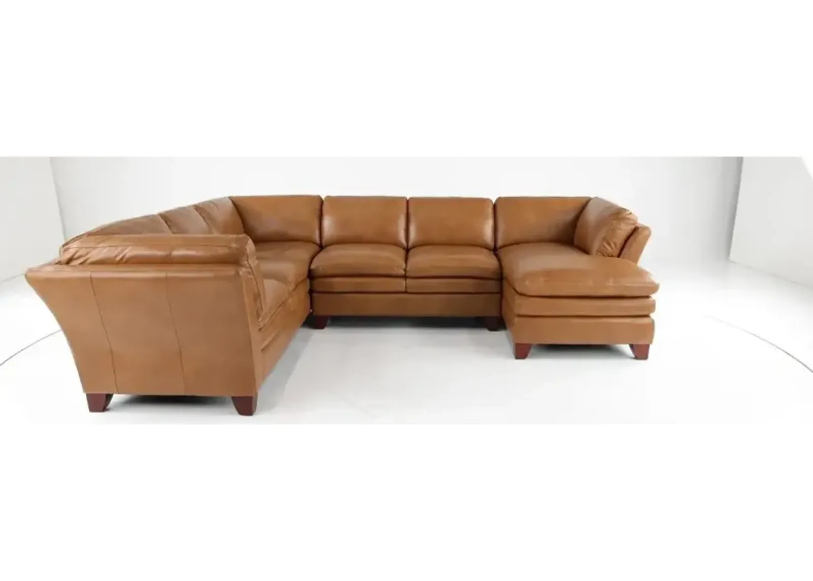 Sierra Camel Brown Leather 3 Piece Sectional