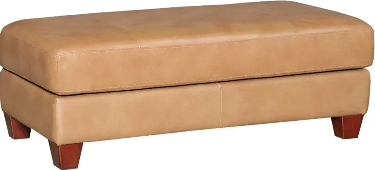 Sierra Camel Brown Leather Storage Ottoman