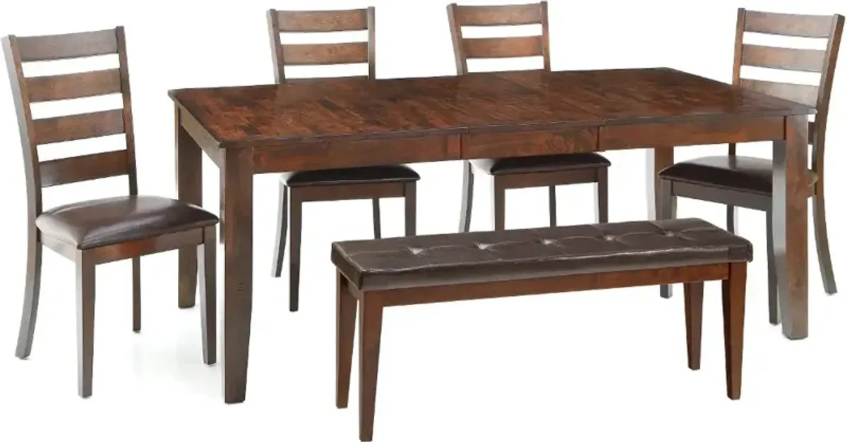 Kona Brown 5 Piece Dining Set with Ladderback Chairs