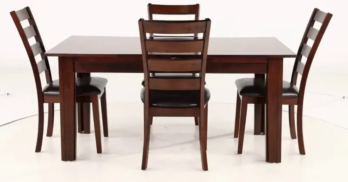 Kona Brown 5 Piece Dining Set with Ladderback Chairs