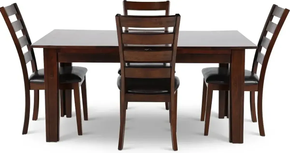 Kona Brown 5 Piece Dining Set with Ladderback Chairs