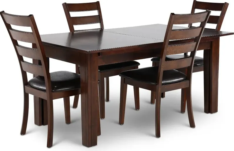 Kona Brown 5 Piece Dining Set with Ladderback Chairs