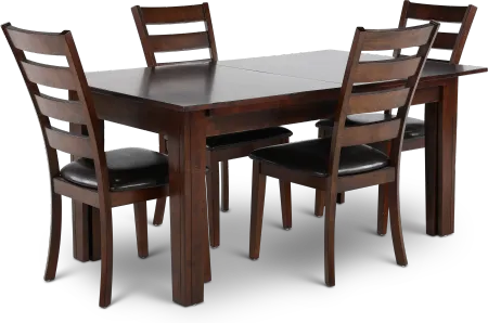 Kona Brown 5 Piece Dining Set with Ladderback Chairs