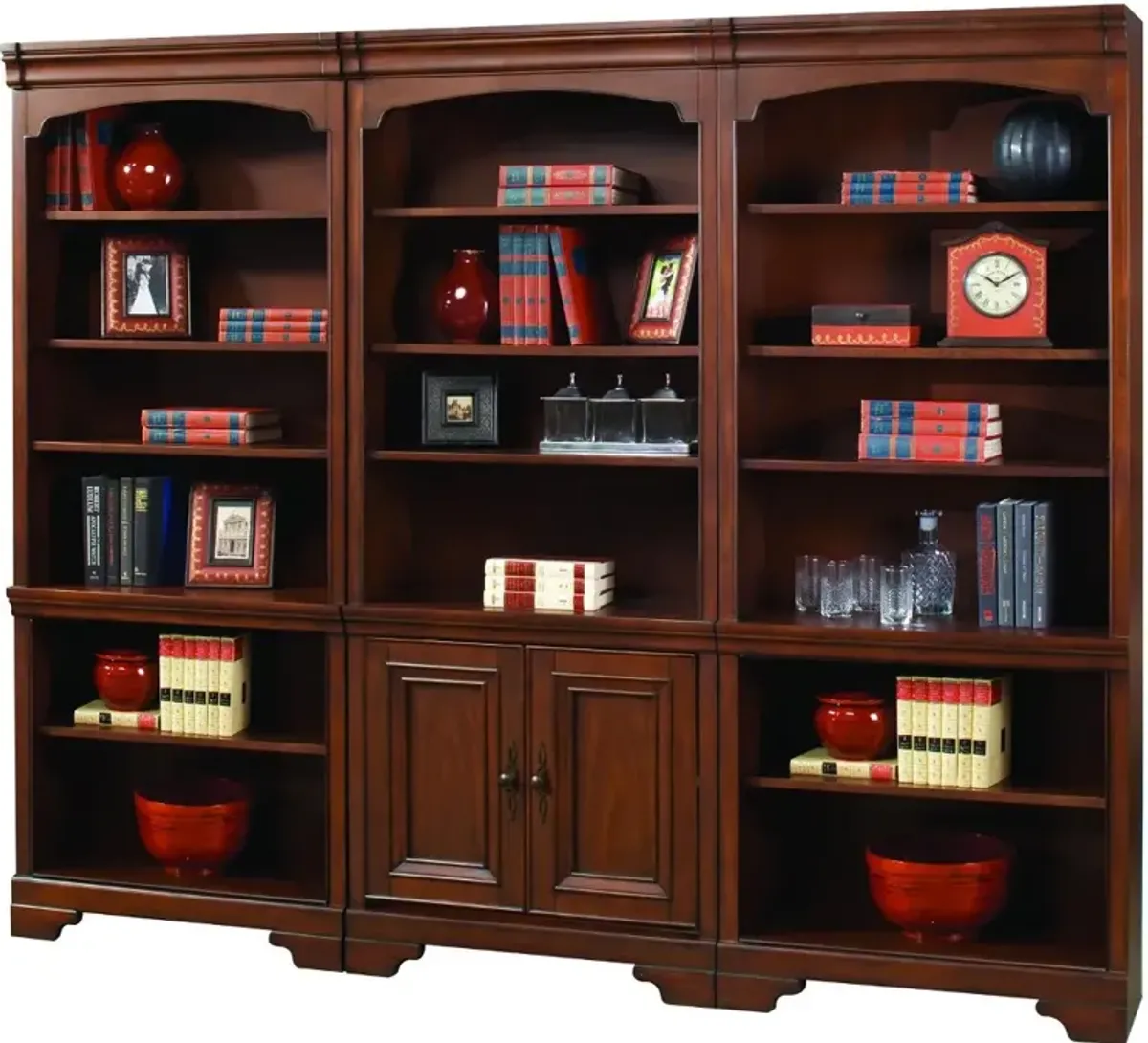 Richmond 3 Piece Cherry Brown Bookcase Wall