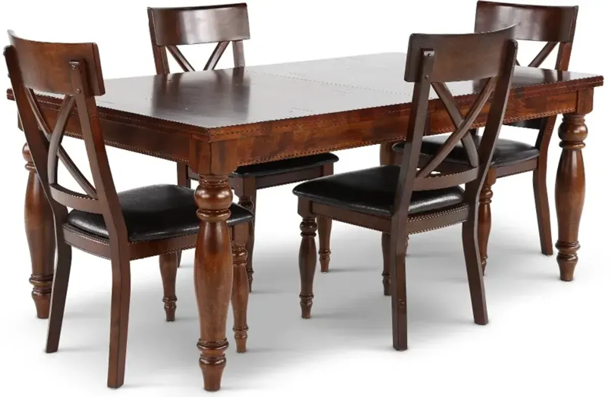 Kingston Brown 5 Piece Dining Set with X-Back Chairs