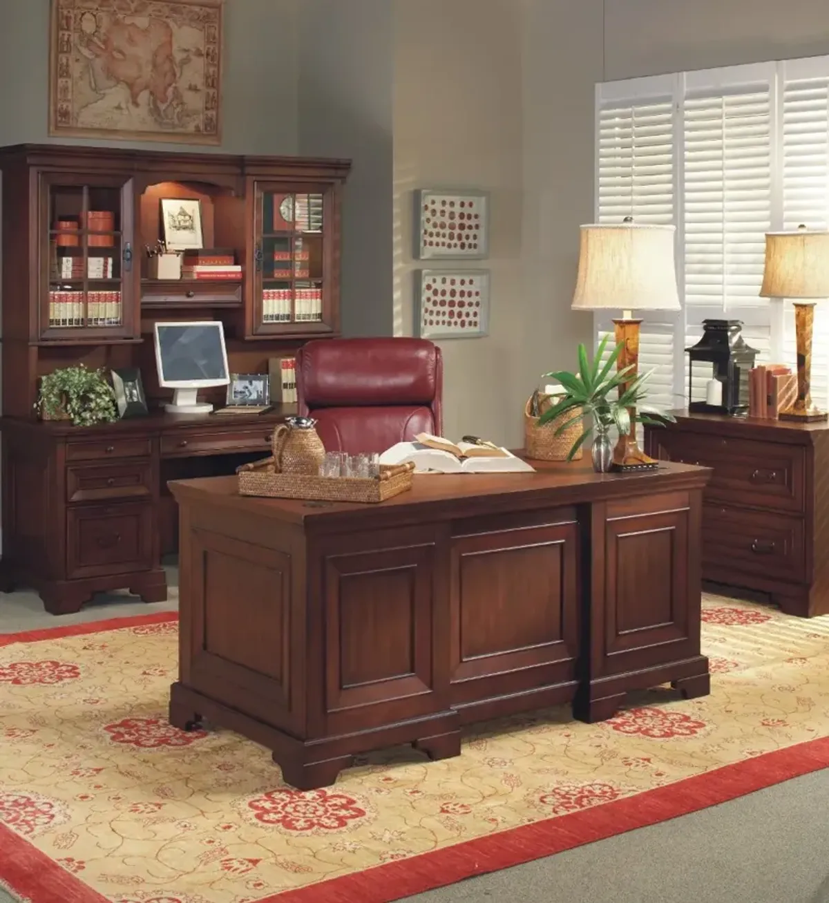 Richmond Burgundy Brown Executive Desk