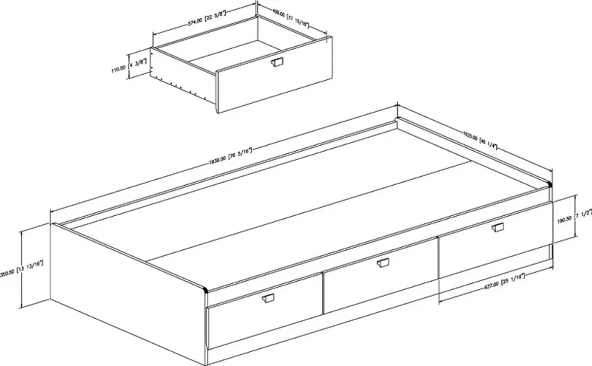 Spark Contemporary Black Twin Storage Bed - South Shore