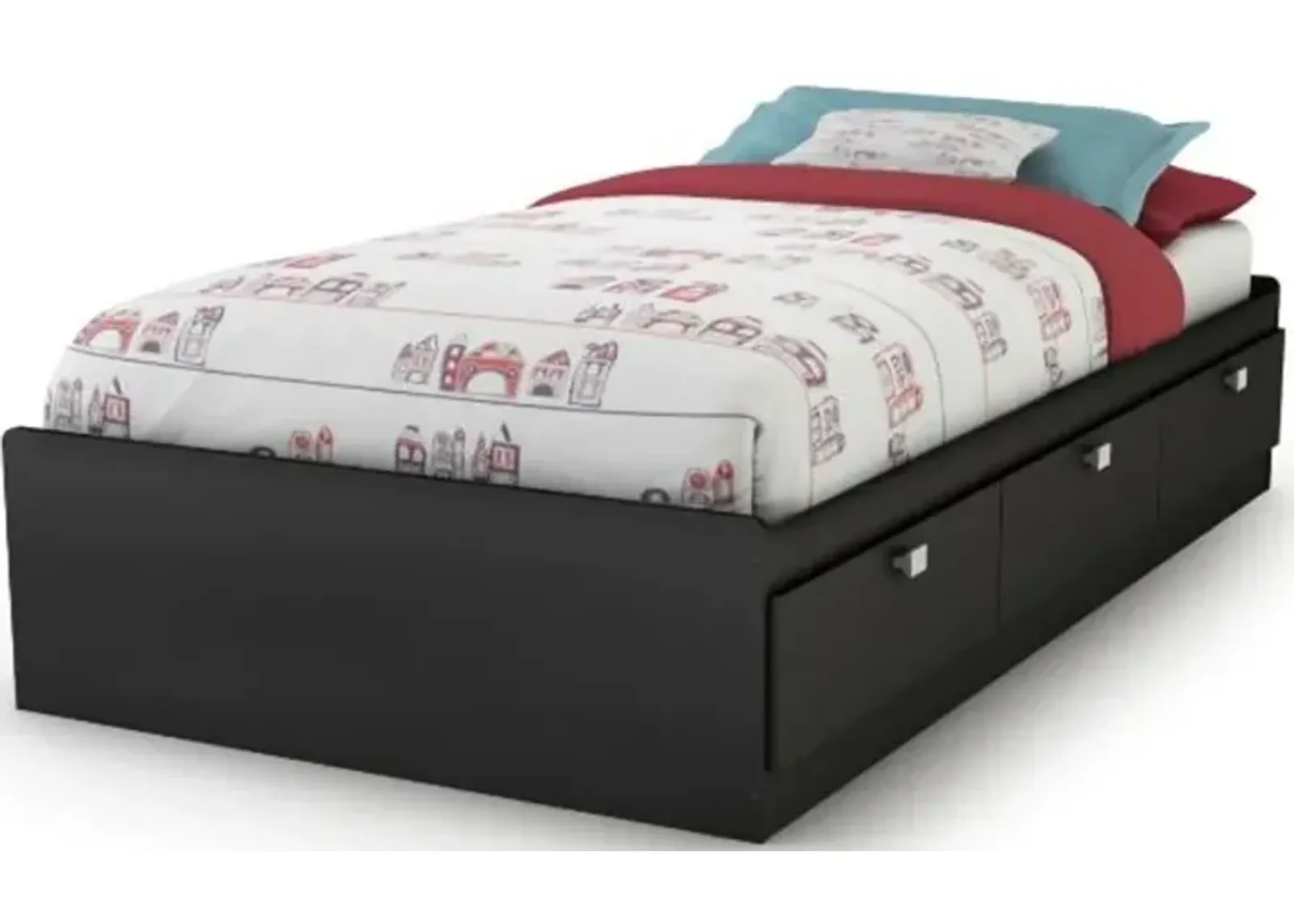 Spark Contemporary Black Twin Storage Bed - South Shore