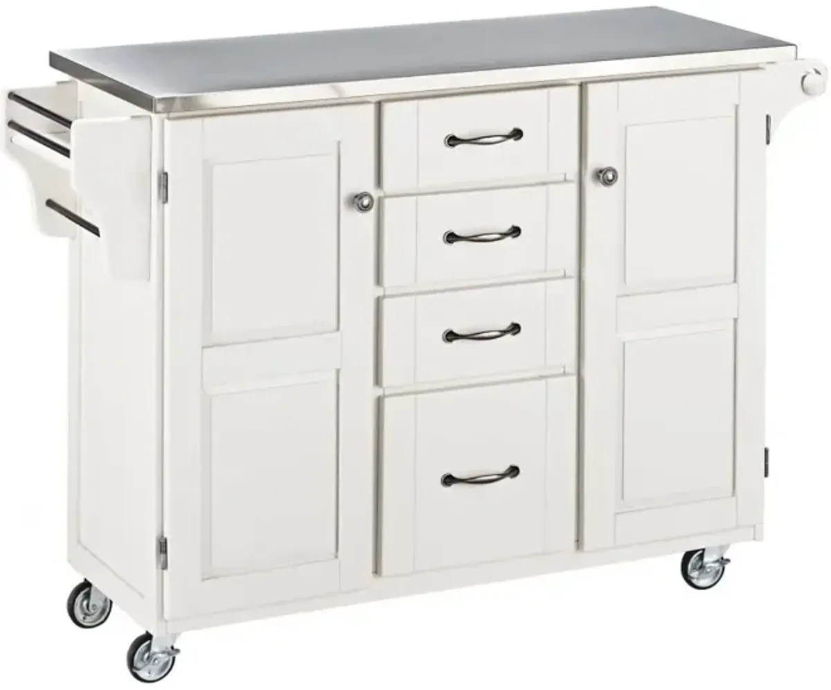 White Kitchen Cart with Stainless Steel Top - Create-a-Cart