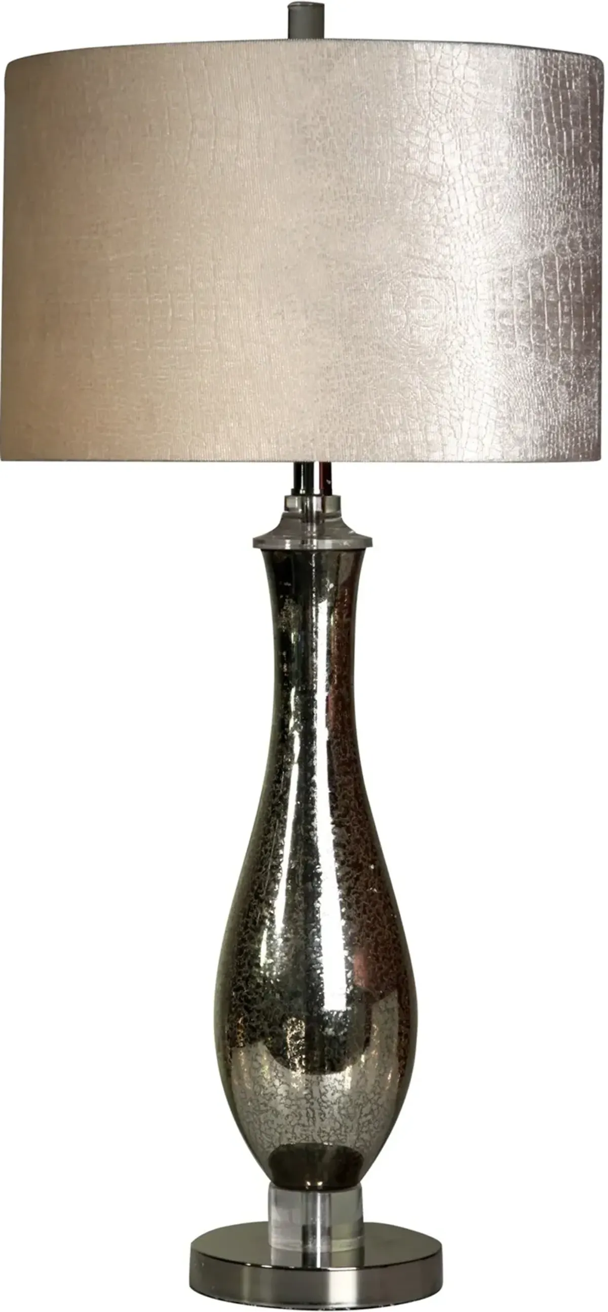 32 Inch Steel and Mercury Glass Table Lamp