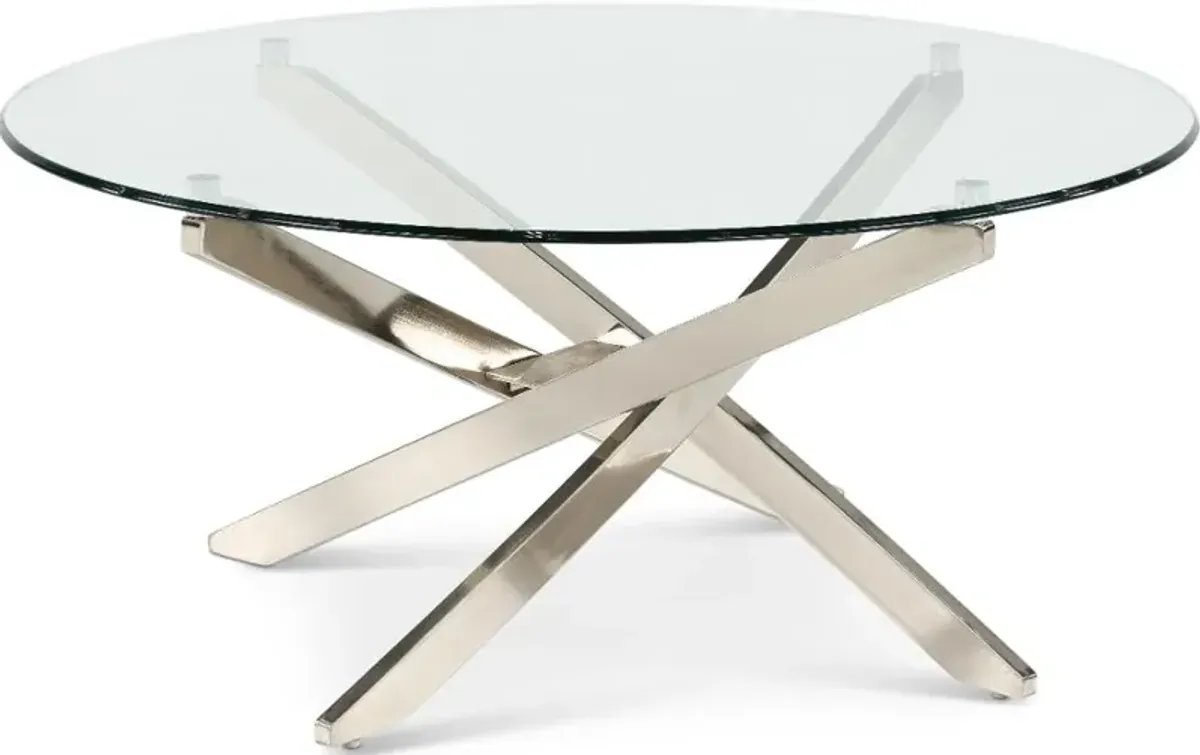 Zila Round Cocktail Table with Glass Top