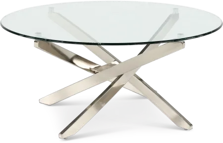 Zila Round Cocktail Table with Glass Top
