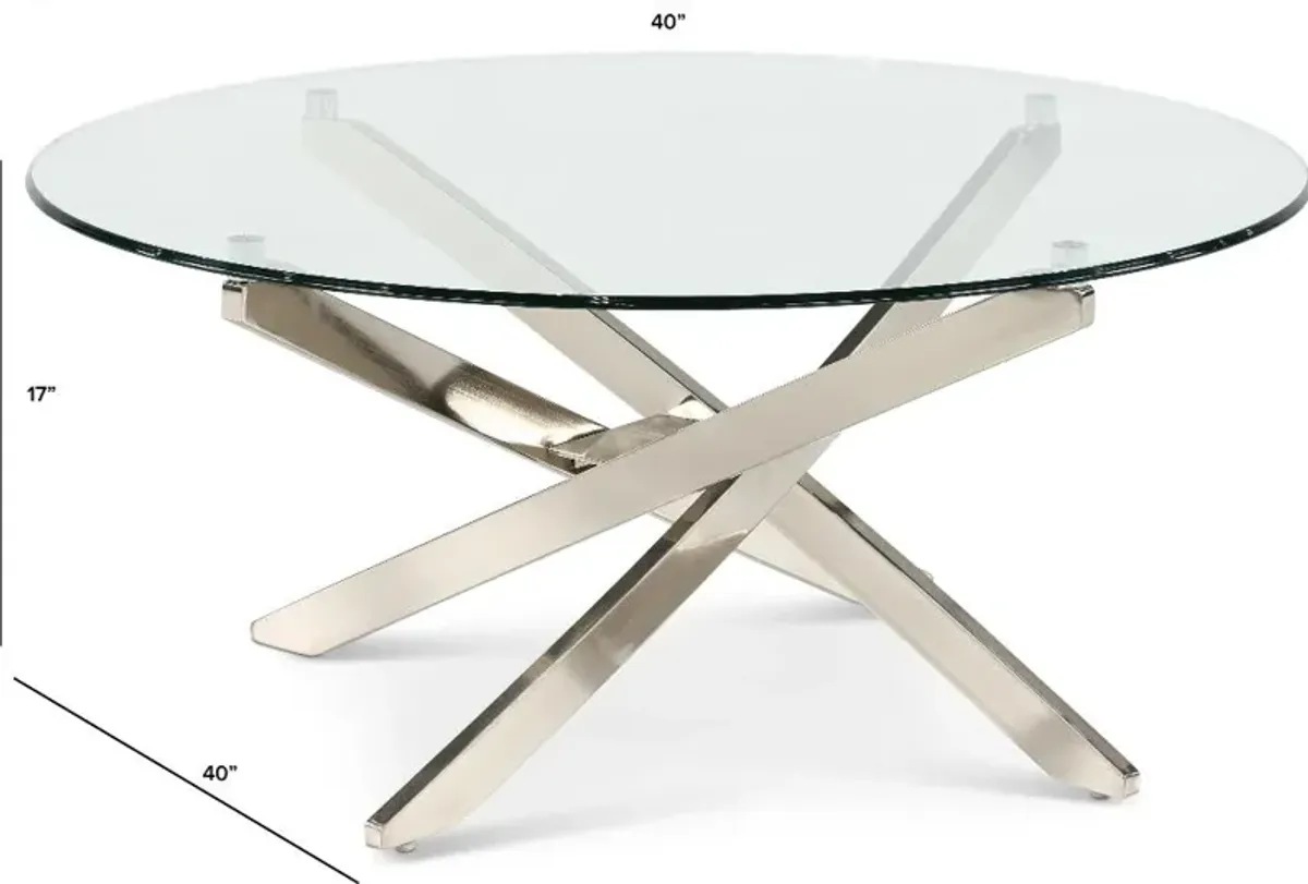 Zila Round Cocktail Table with Glass Top