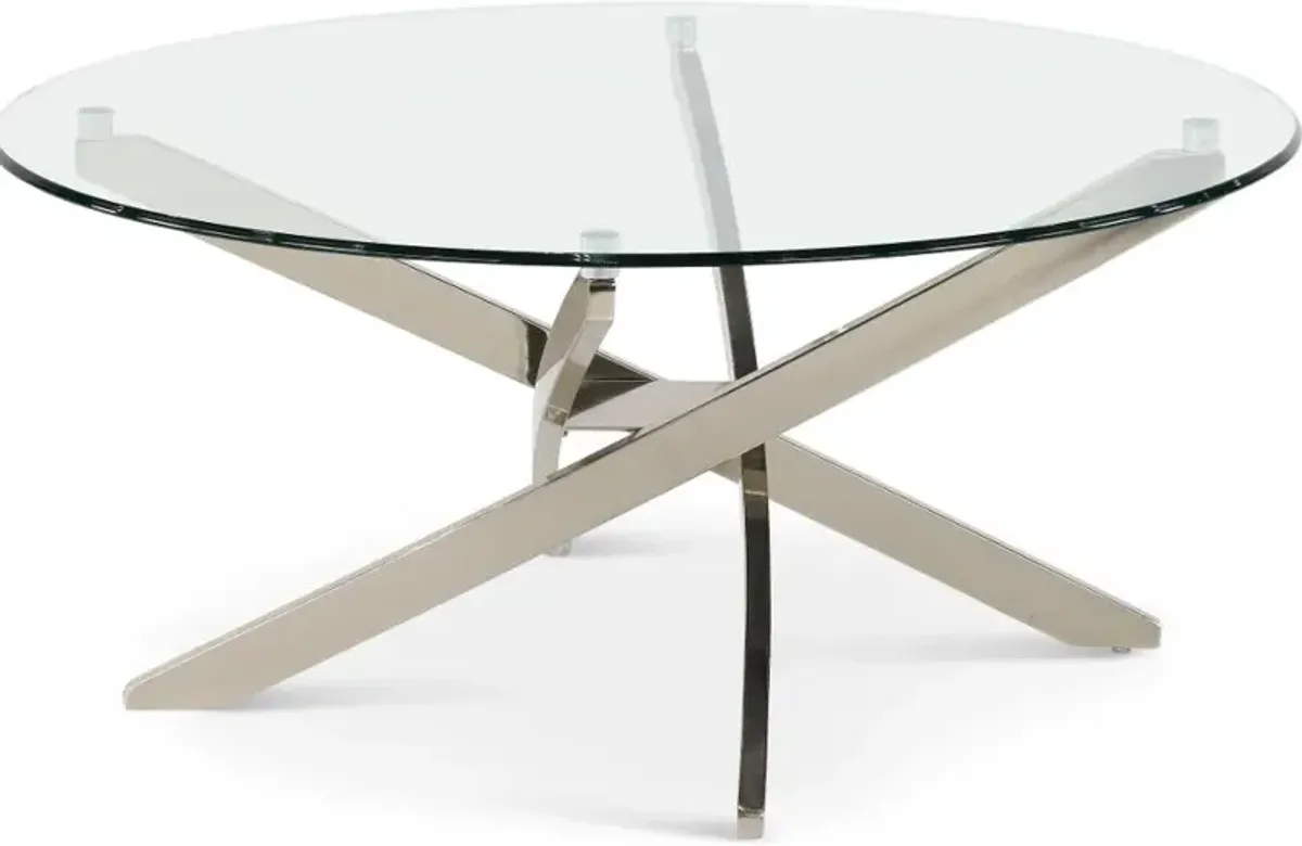 Zila Round Cocktail Table with Glass Top