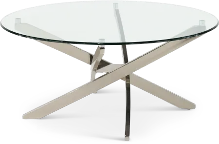 Zila Round Cocktail Table with Glass Top