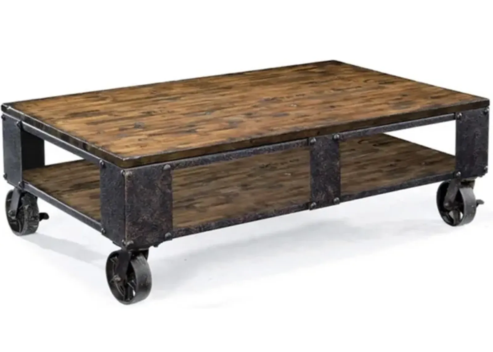 Pinebrook Industrial Coffee Table on Wheels