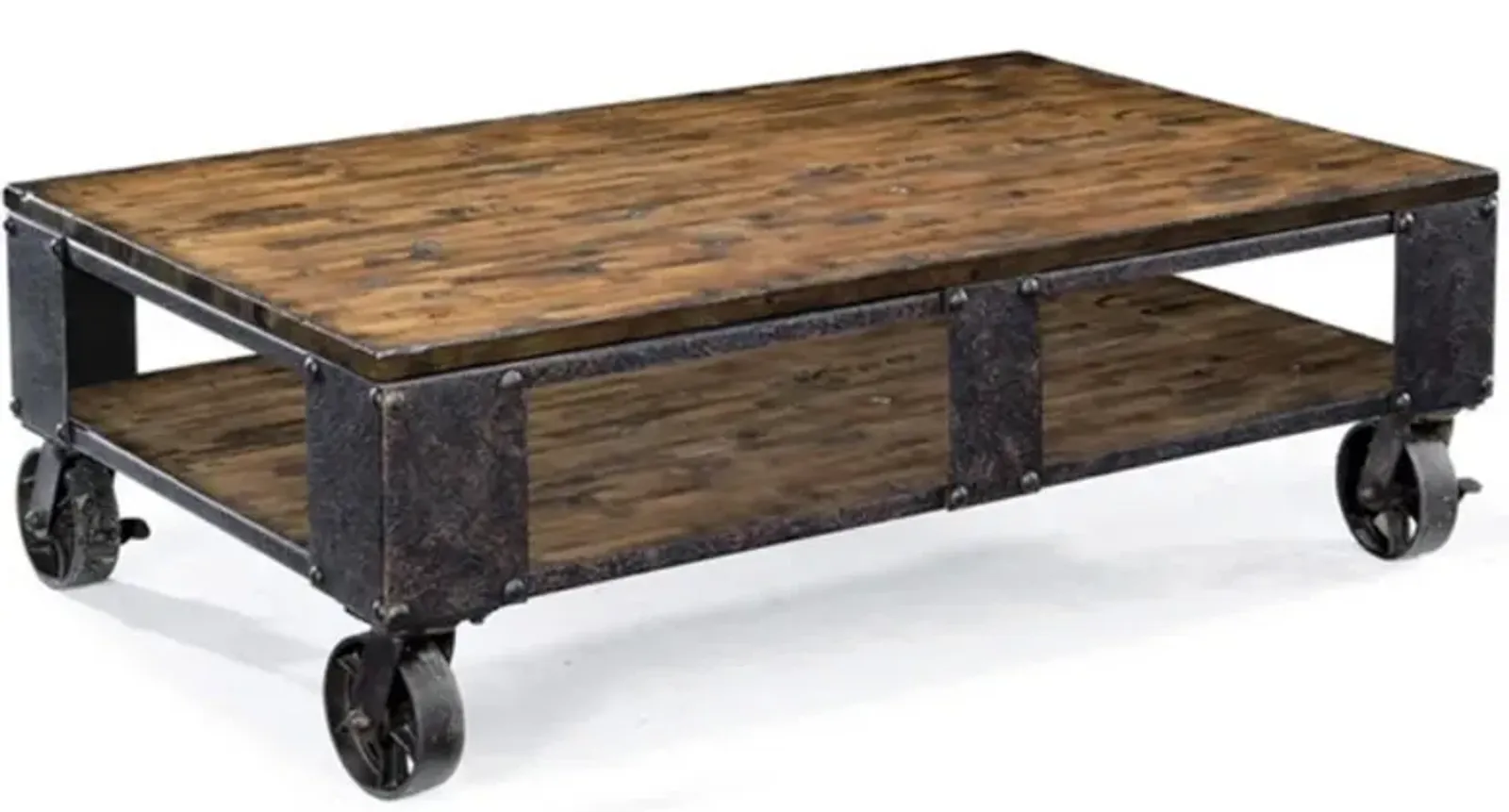 Pinebrook Industrial Coffee Table on Wheels