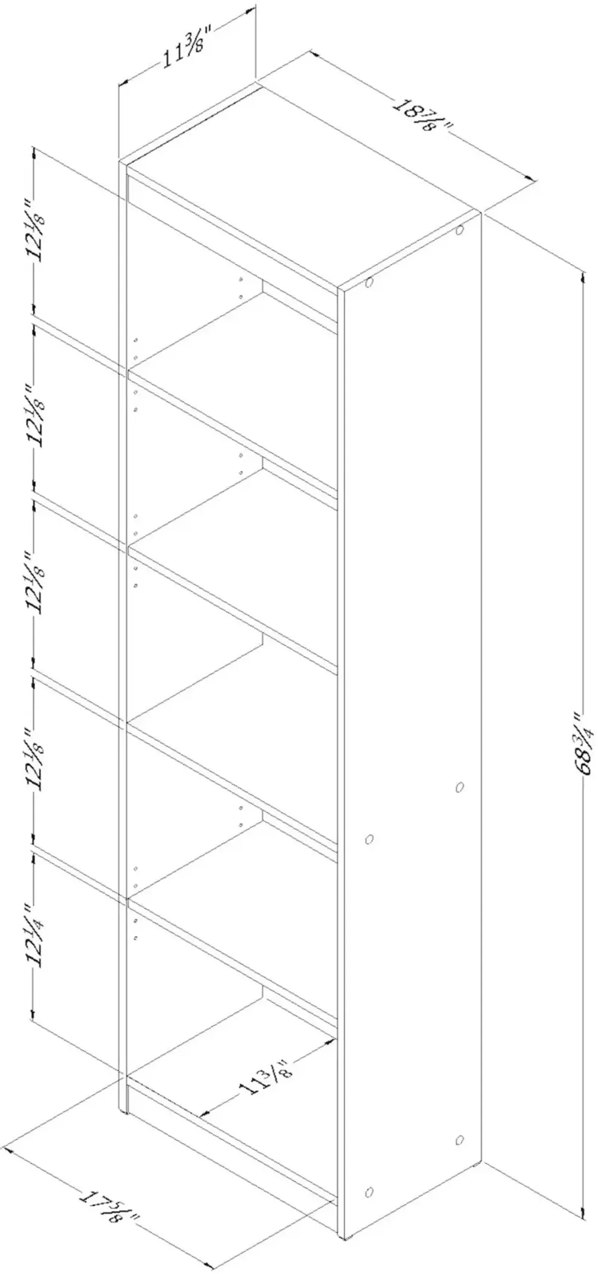 Axess White 5-Shelf Narrow Bookcase - South Shore