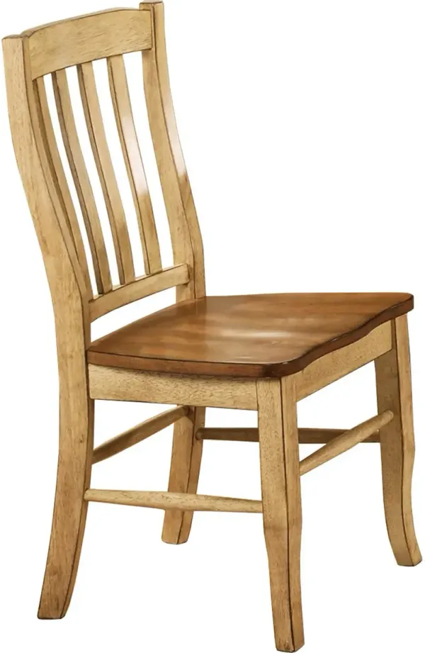 Light Brown Two Tone Slat Back Dining Room Chair - Quails Run Collection