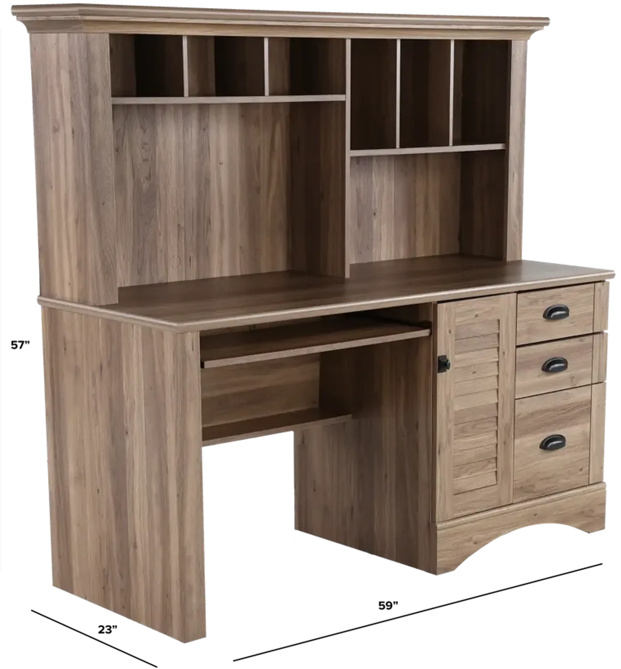 Harbor View Brown Computer Desk with Hutch | Furniture.com