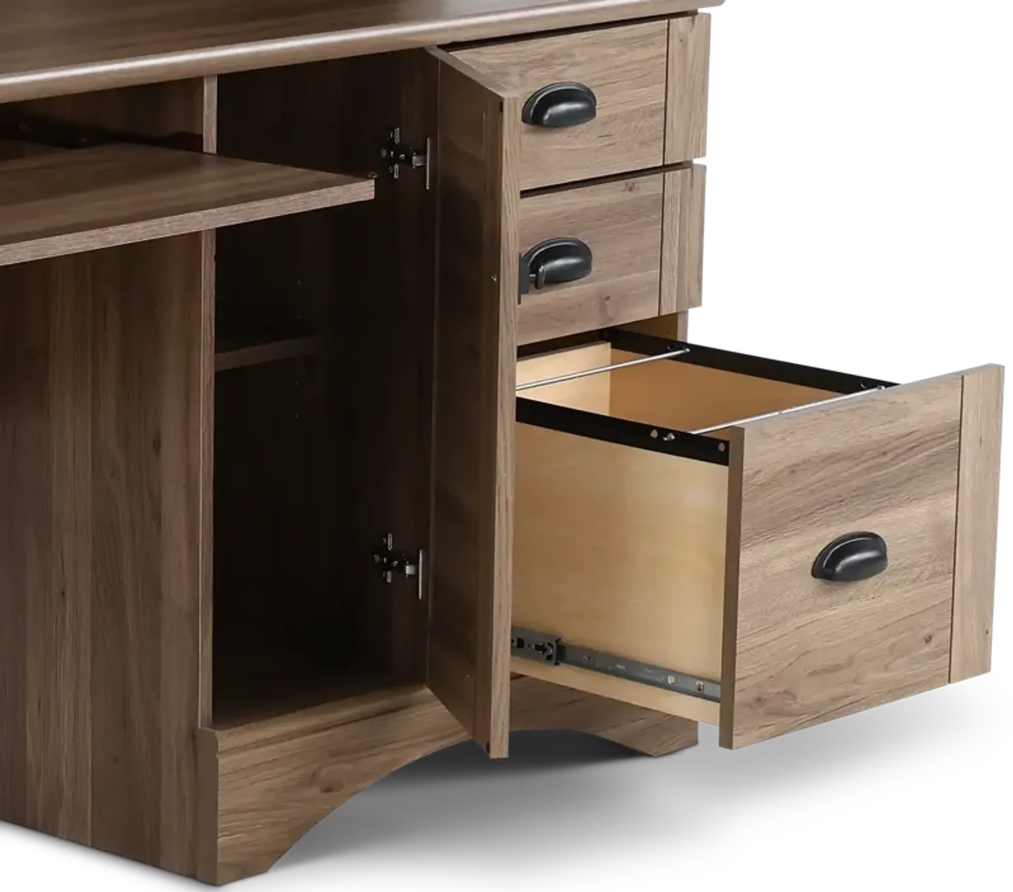Harbor View Brown Computer Desk with Hutch | Furniture.com