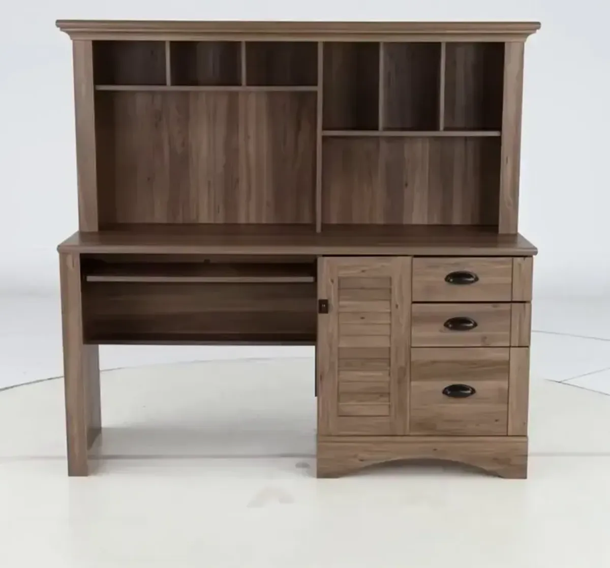 Harbor View Brown Computer Desk with Hutch