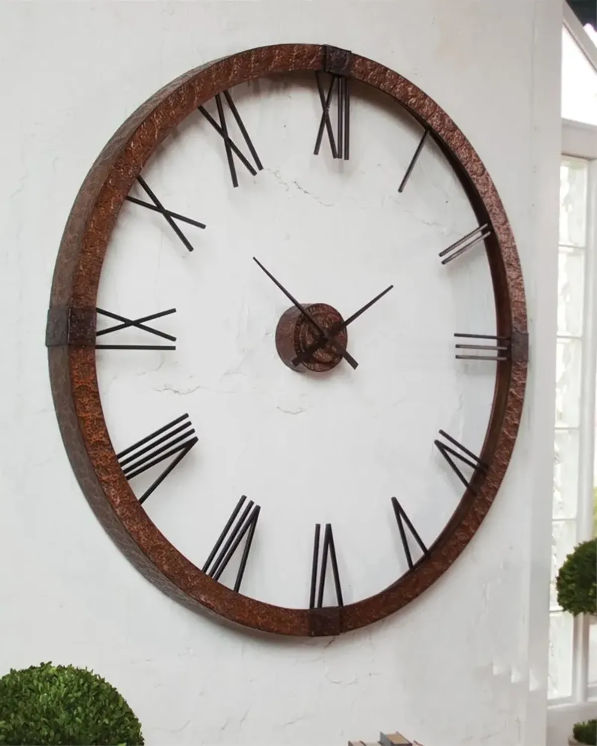 Round Hammered Copper 60 Inch Wall Clock