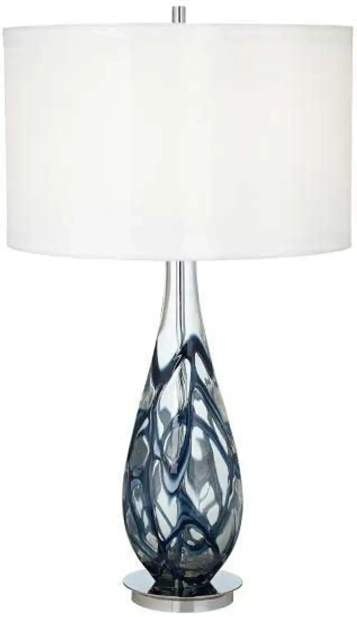 Indigo Blue Swirl Art Glass Table Lamp