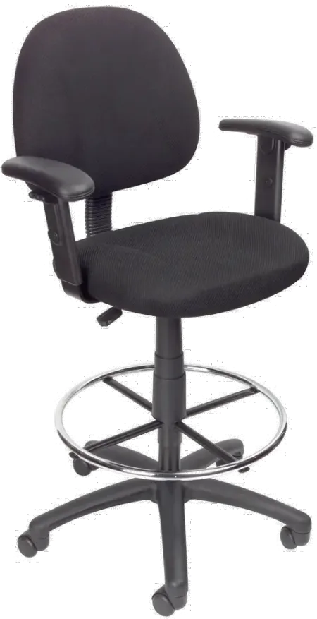 Black Contoured Adjustable Drafting Office Chair With Arms
