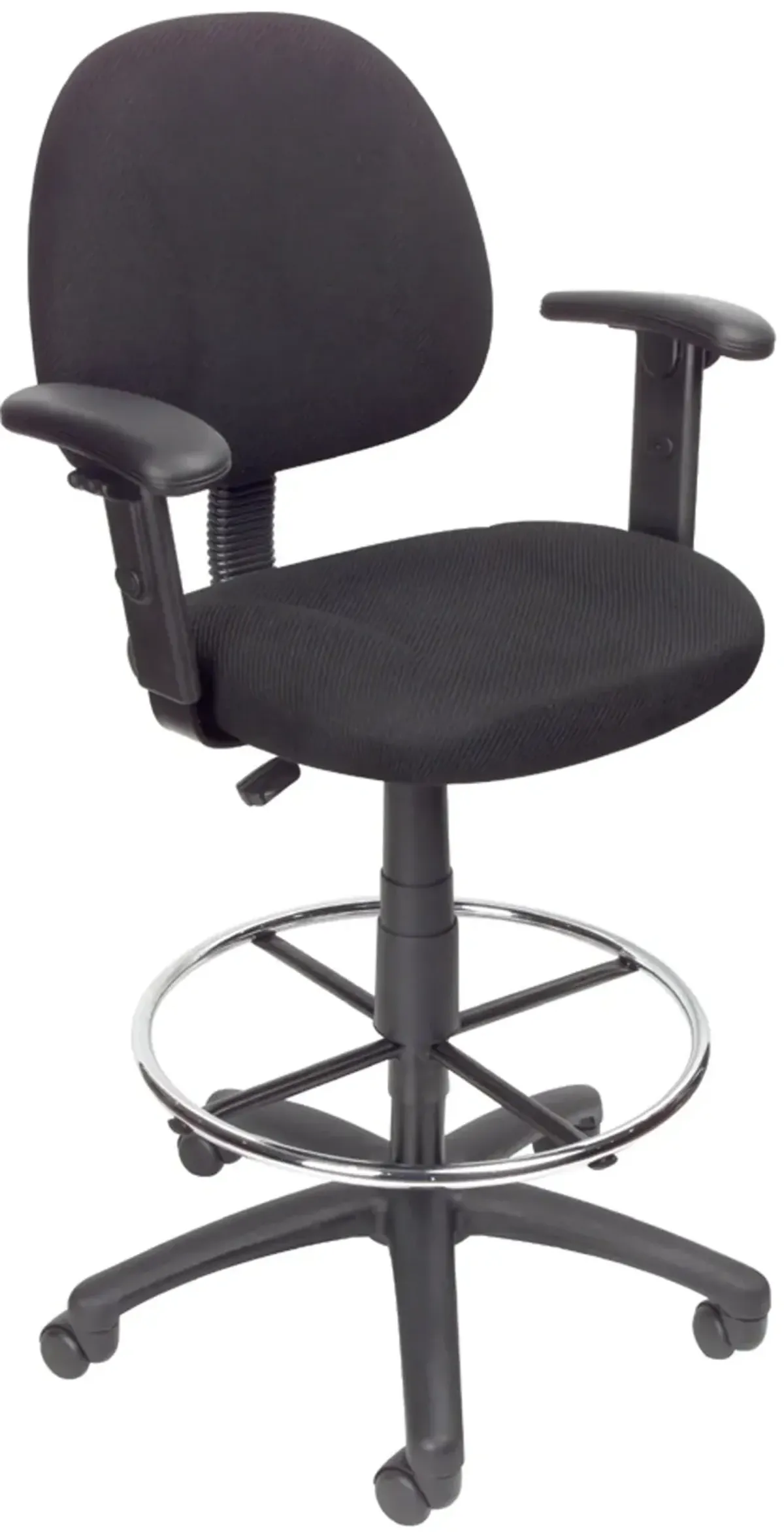 Black Contoured Adjustable Drafting Office Chair With Arms