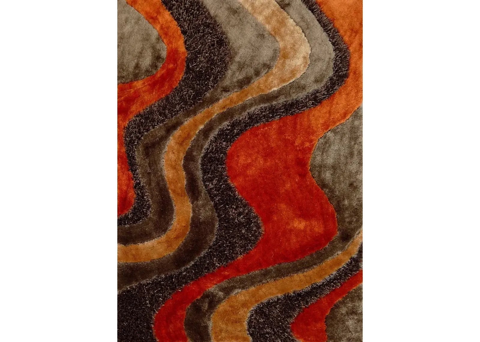 Viscose 5 x 7 Medium Orange and Brown Area Rug