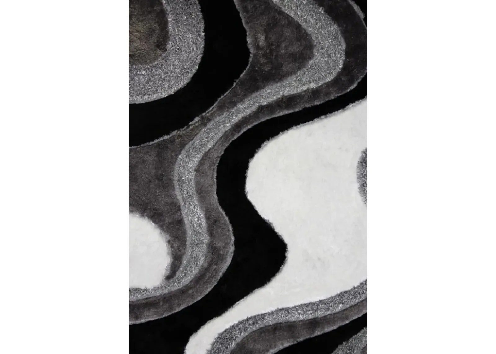 Viscose Wave 5 x 7 Black and Gray Area Rug