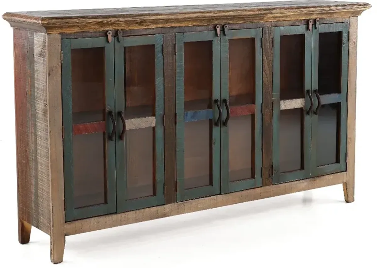 Antique Multi Colored Pine Console