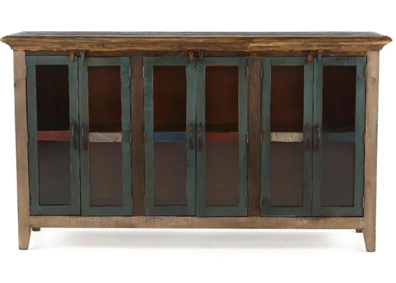 Antique Multi Colored Pine Console