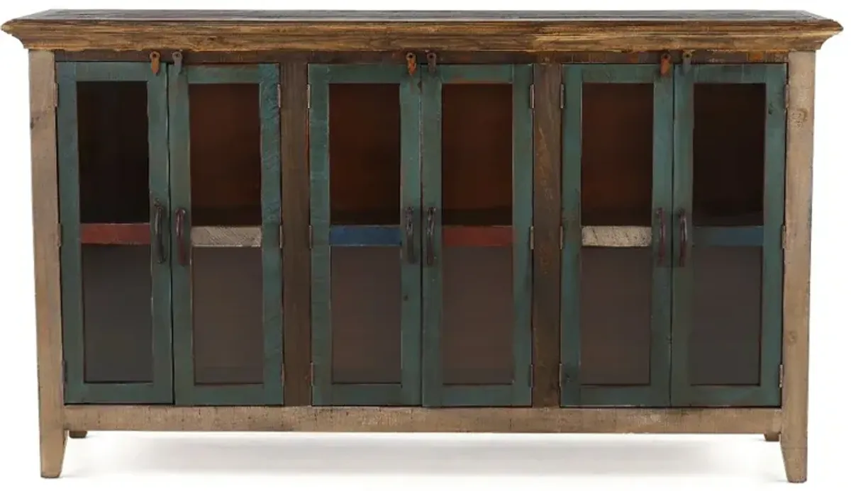 Antique Multi Colored Pine Console