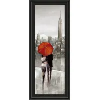 New York Stroll Red Umbrella Framed Wall Art