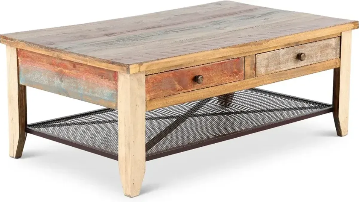 Tanmeron Pine Two Tone Wood Coffee Table