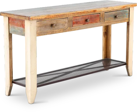 Tanmeron Pine Two Tone Brown Console Table