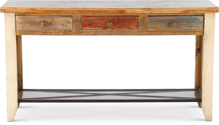 Tanmeron Pine Two Tone Brown Console Table